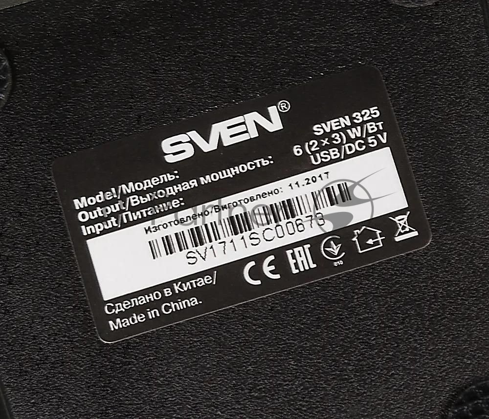 Акустическая система 2.0 SVEN 325, черный, USB, мощность 2x3 Вт(RMS) SVEN 325, черный, USB, акустическая система 2.0, мощность 2x3 Вт(RMS)