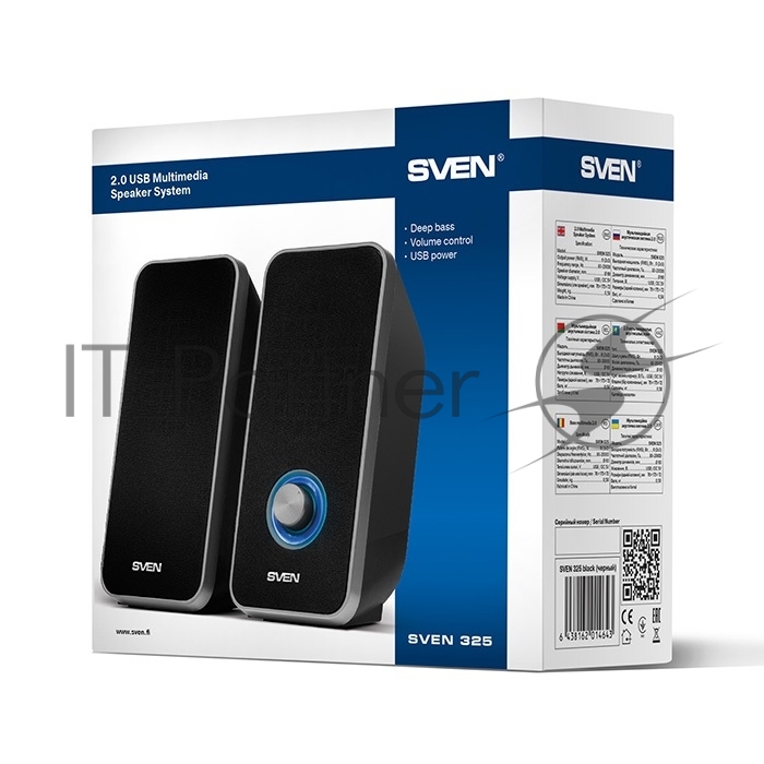 Акустическая система 2.0 SVEN 325, черный, USB, мощность 2x3 Вт(RMS) SVEN 325, черный, USB, акустическая система 2.0, мощность 2x3 Вт(RMS)