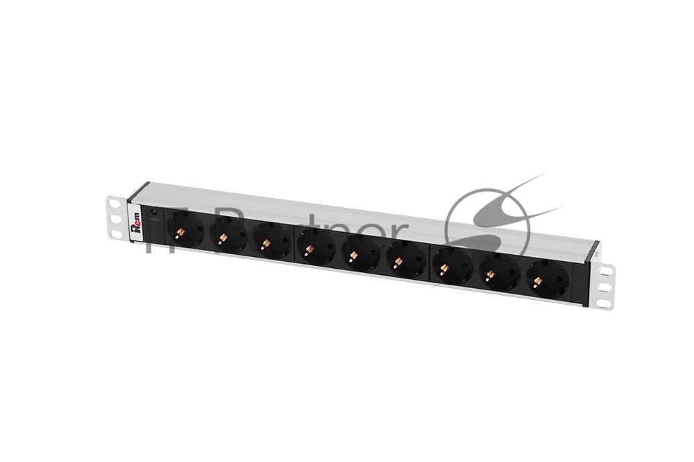 REM Блок розеток Rem-10 без шнура с инд., 9 Schuko, вход IEC 60320 C14, 10A, алюм., 19" (R-10-9S-I-440-Z)