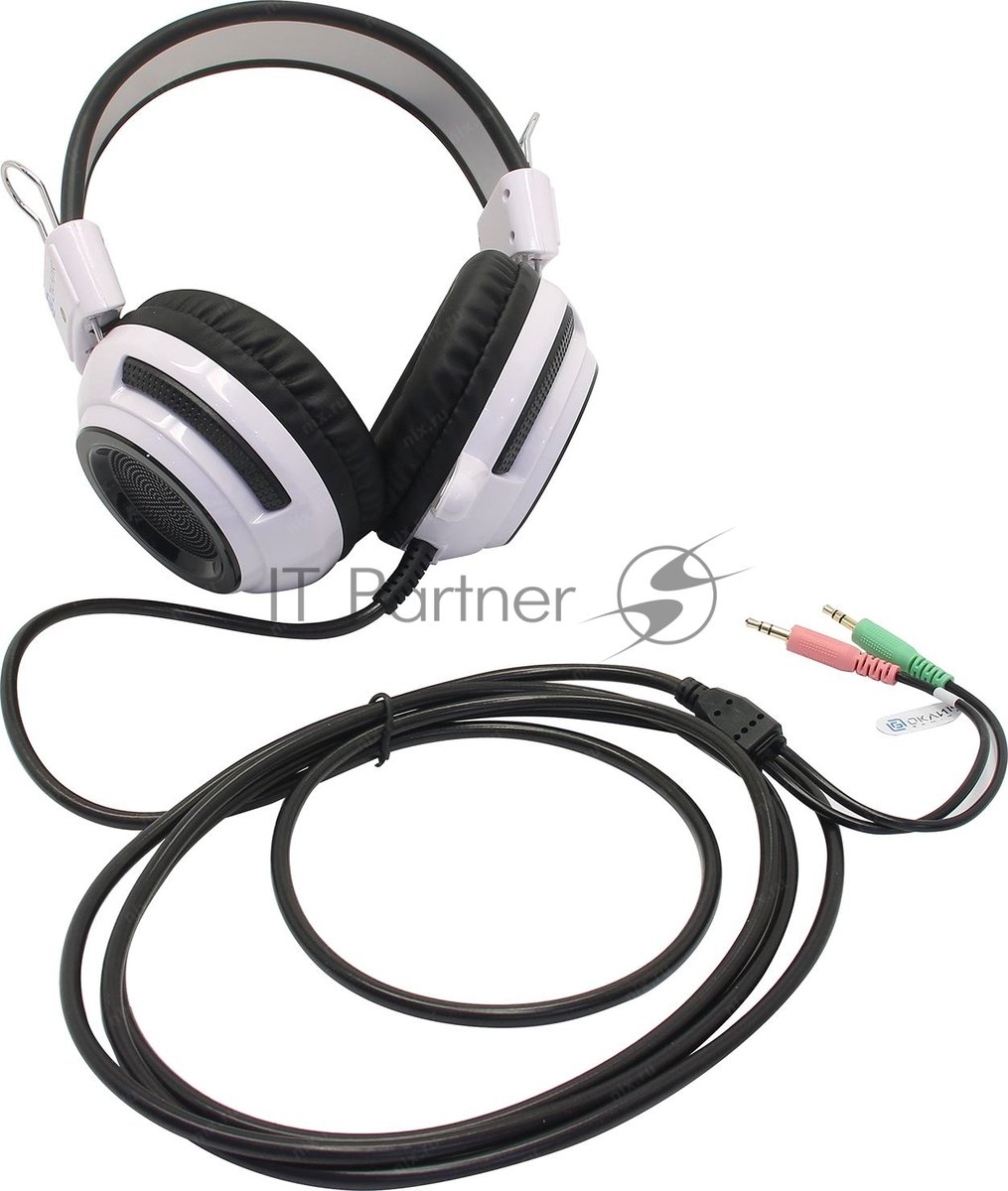 (Поврежденная упаковка) Наушники с микрофоном Oklick HS-G300 белый/черный 2.5м мониторы (AH-V1W)