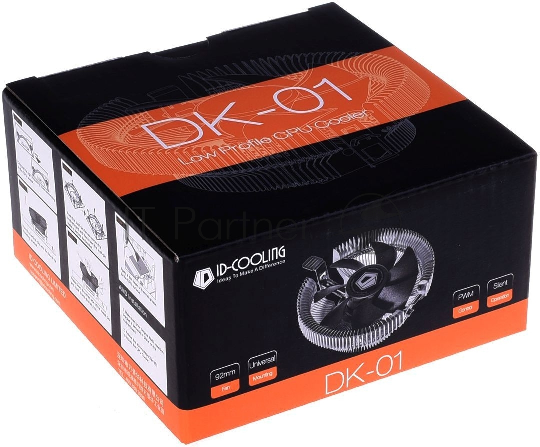 Кулер Cooler ID-Cooling DK-01 черный/серебристый 92мм алюминий 2500rpm 29db 95W 52мм