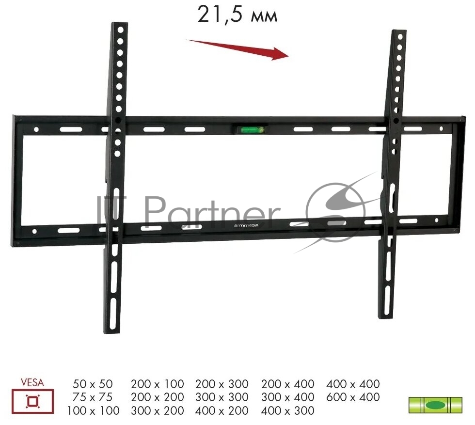 Кронштейн Arm media STEEL-1 new черный, настенный, 32"-90", max 60 кг, VESA 600x400 мм