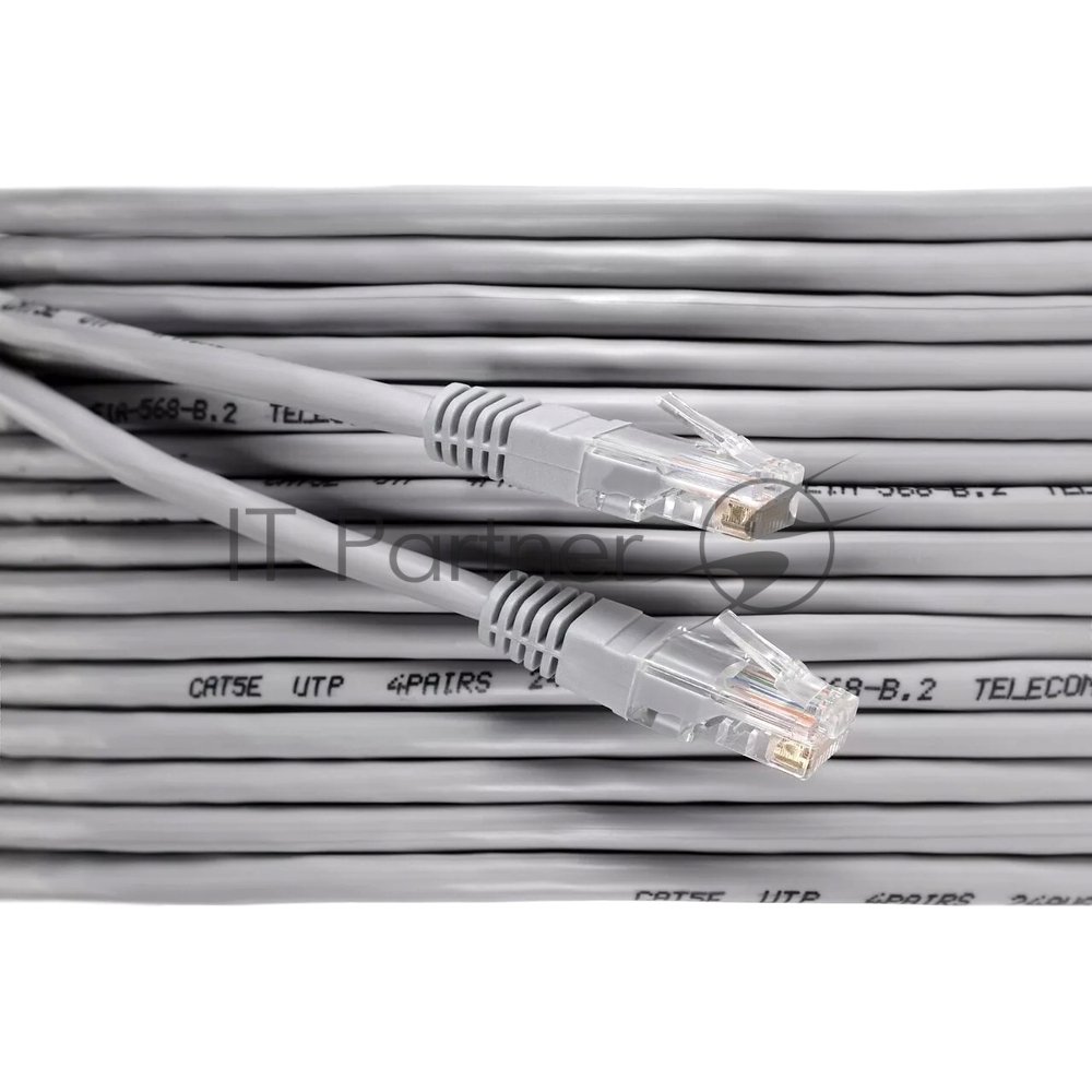 Патч-корд 20м "Telecom" UTP кат.5е RJ45, литой, серый, NA102--20M