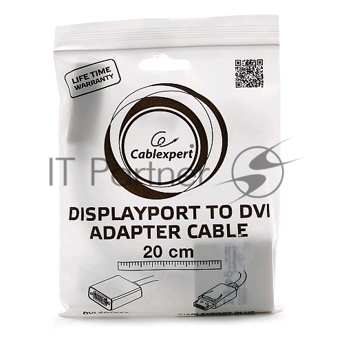Переходник DisplayPort - DVI Cablexpert A-DPM-DVIF-002-W, 20M/19F, белый, пакет
