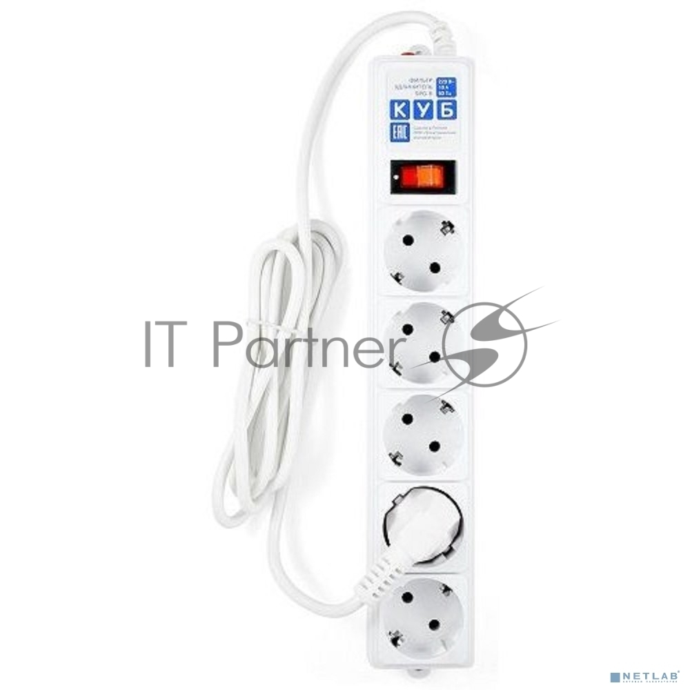 Сетевой фильтр Power Cube B 0,5 м 5 розеток (белый) 10А/2,2кВт