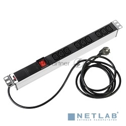 Аксессуар ЦМО Блок розеток Rem-16 с выкл., 9 IEC 60320 C13, 16A, алюм., 19", шнур 1,8 м. (R-16-9C13-V-440-1.8)