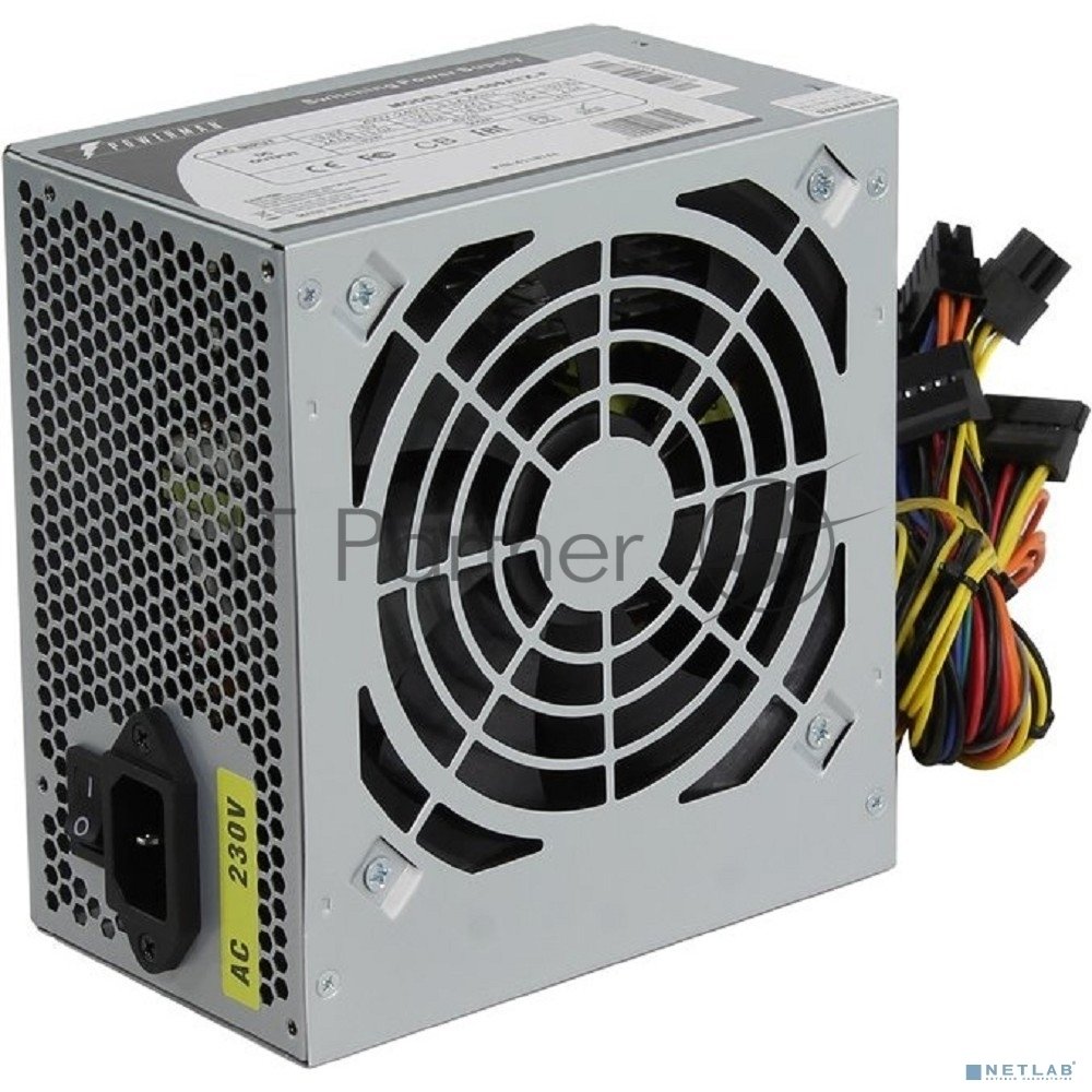 Блок питания PowerMan PM-500ATX, мощность 500 Вт, активный PFC, вентилятор 120x120 мм, cертификат 80 PLUS Certified