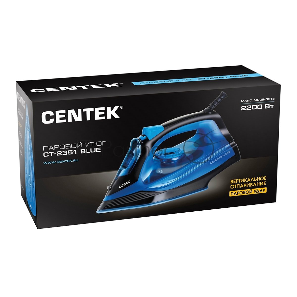 Утюг Centek CT-2351 синий, 2200 Вт, 35 г/мин, 130 г/мин, 300 мл