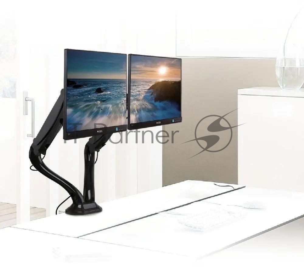 Кронштейн для мониторов Arm Media LCD-T22 черный 15"-32" макс.14кг настольный поворот и наклон верт.перемещ.