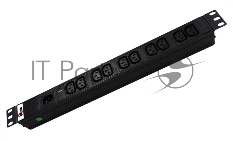 Блок розеток ЦМО - Rem-10, 10A, in (1xIEC-320 C14), out ( 10xIEC-C320 C13), Горизонтальный, индикатор, 1U, цвет чёрный, R-10-10C13-I-440-Z