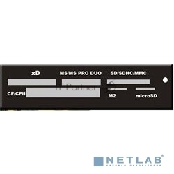 Внешний картридер USB 2.0 Card reader SD/SDHC/MMC/MS/microSD/xD/CF, 3.5" (черный) [GR-116B]