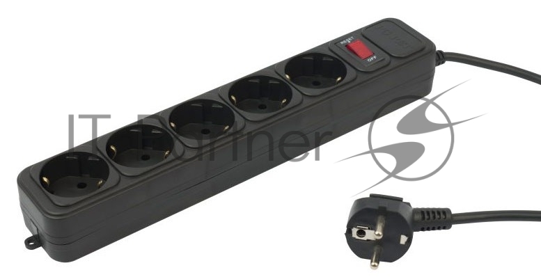 Сетевой фильтр PC Pet AP01006-3-BK 3 м, 5 розеток, черный