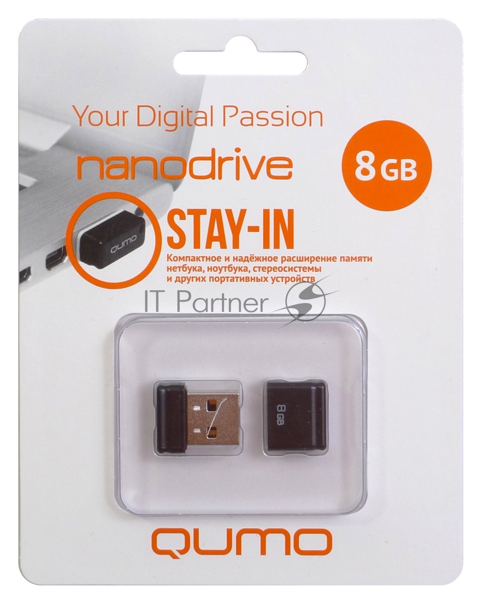 QUMO USB-накопитель nanoDrive QM8GUD-NANO-B 8GB USB 2.0 черный