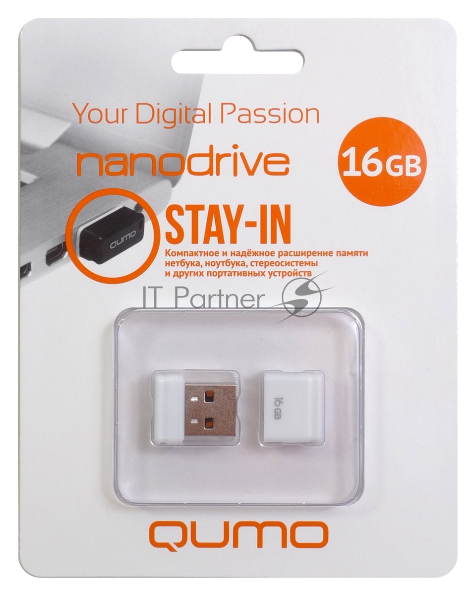 Qumo Nanodrive <QM16GUD-NANO-W> USB2.0  Flash  Drive  16Gb (RTL)