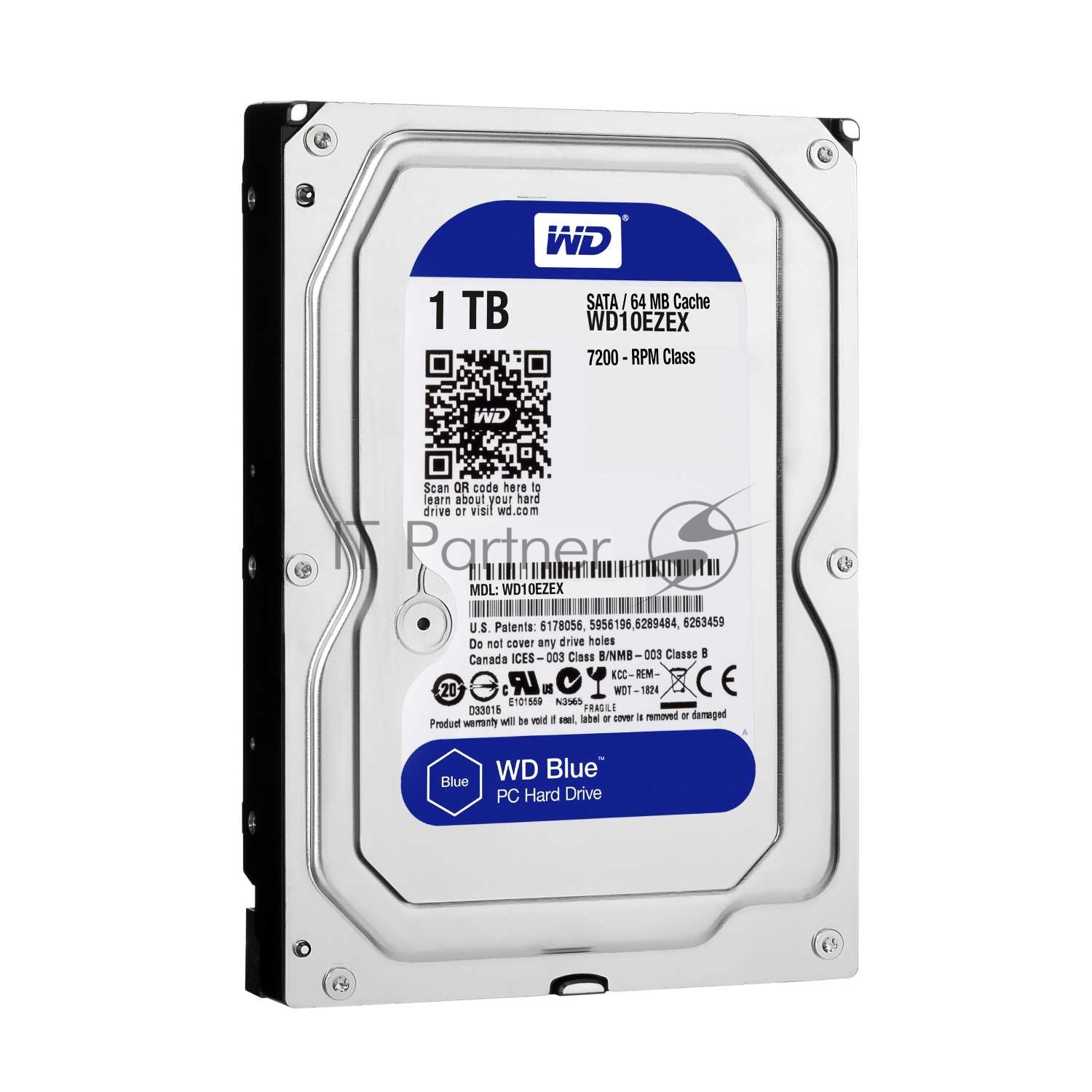 Жесткий диск Western Digital 1Tb 7200rpm WD10EZEX Original SATA-III Caviar Blue 64Mb 3.5"