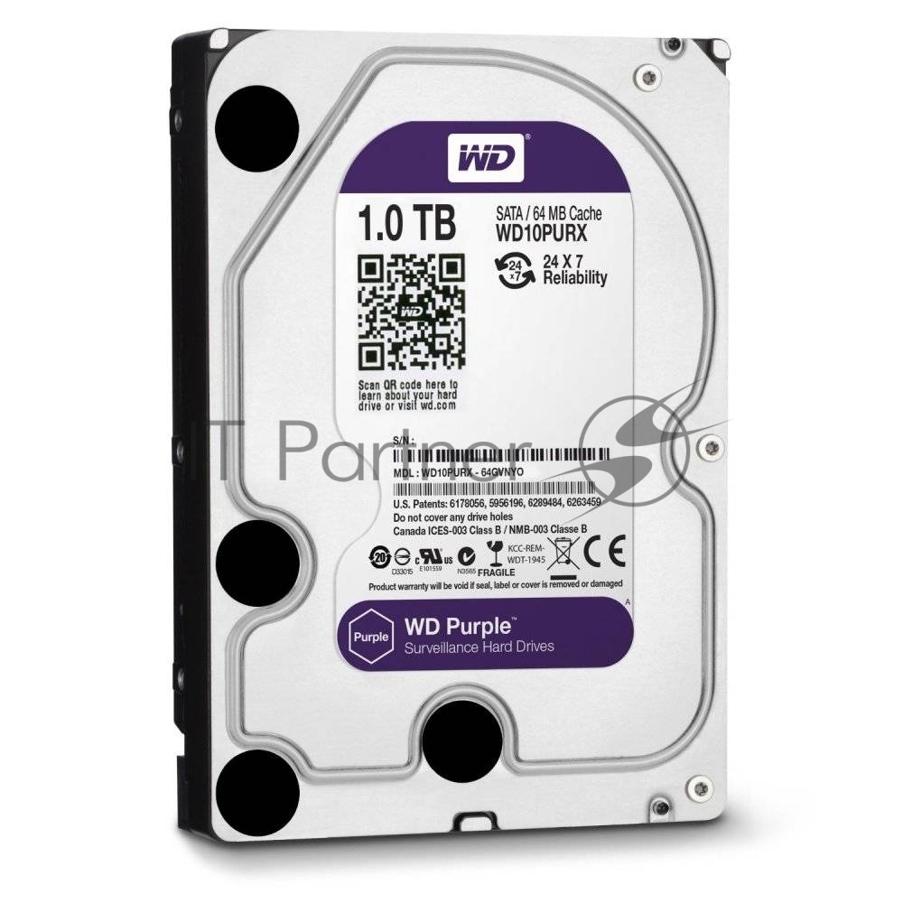Жесткий диск HDD WD Purple 1Tb 5400rpm SATA 64Mb 3.5"
