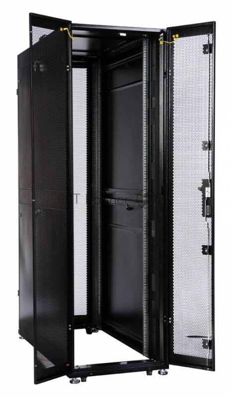 Шкаф серверный ПРОФ напольный 48U (600x1200) дверь перфор. 2 шт., черный, в сборе