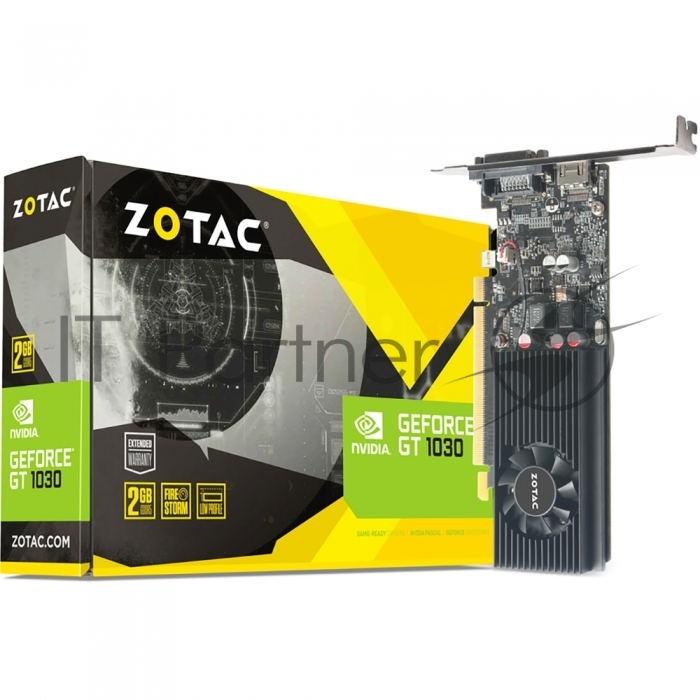 Видеокарта ZOTAC GeForce GT 1030 LP, 2 GB GDDR5, 64 bit, DVI-D, HDMI, GPU 1227 MHz