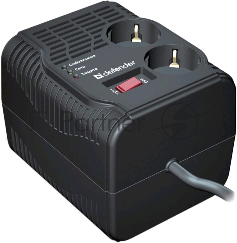 Defender Стабилизатор напряжения AVR Typhoon 1000 320 Вт, 2 розетки, чёрный.