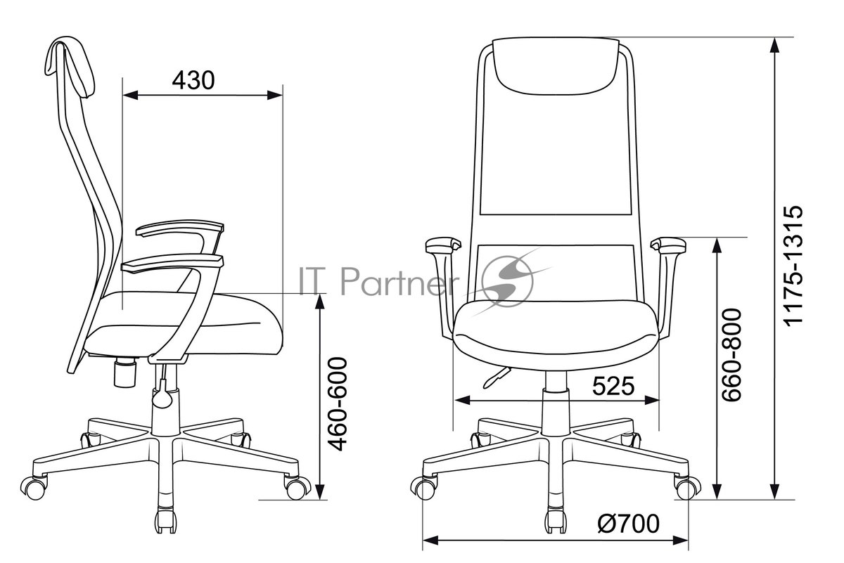 Кресло Бюрократ KB-8/DG/TW-12 TW-04 TW-12 серый, сетка