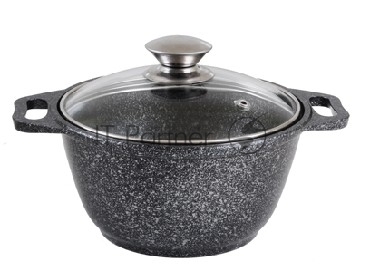 Кастрюля Kukmara КМТ22а, 2,0 л. темный мрамор, стеклянная крышка.