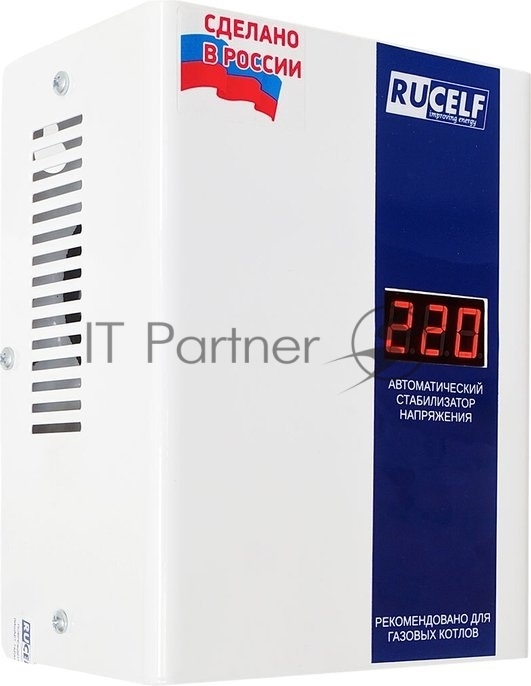 Стабилизатор RUCELFКОТЕЛ-1200 релейный настенный, Активная мощность 1.20 кВт, Тип входного напряжения однофазное 130-265 В, Точность стабилизации 8%, Количество ступеней стабилизации 4, Выходное напряжение 202-238 В, частота 50 Гц, Форма выходного сигнала синусоида без искажений, IP20, Выходные розетка 1шт, Габариты (ШхВхГ) 135х203х93 мм, масса 3кг.