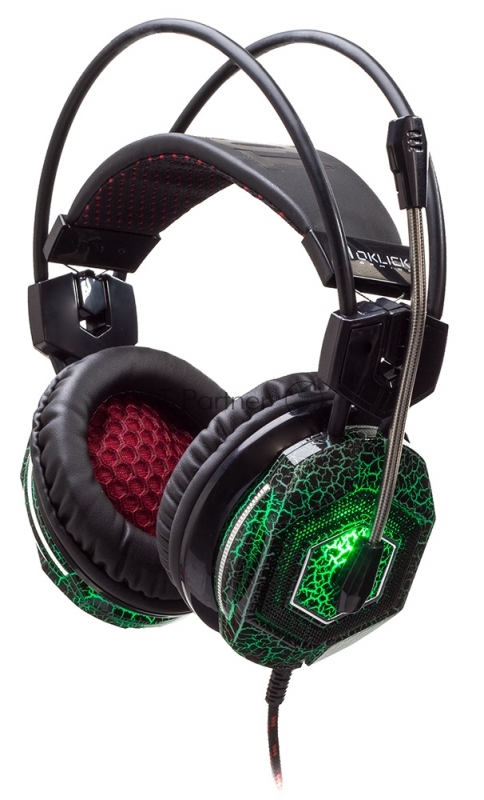 Гарнитура Oklick HS-L500G зелёный/чёрный, проводная, USB/3.5 мм