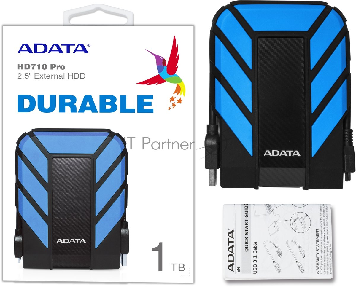 Внешний HDD 2.5" ADATA HD710P, 1TB, USB 3.2 Gen 1 Type-A, 5400 rpm, синий