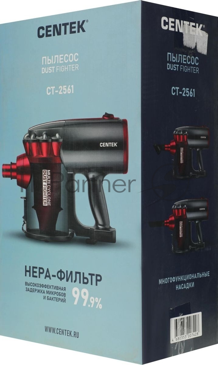 Пылесос вертикальный Centek CT-2561 красный/черный, питание от сети, 150 Вт, уборка сухая, пылесборник 0.5 л