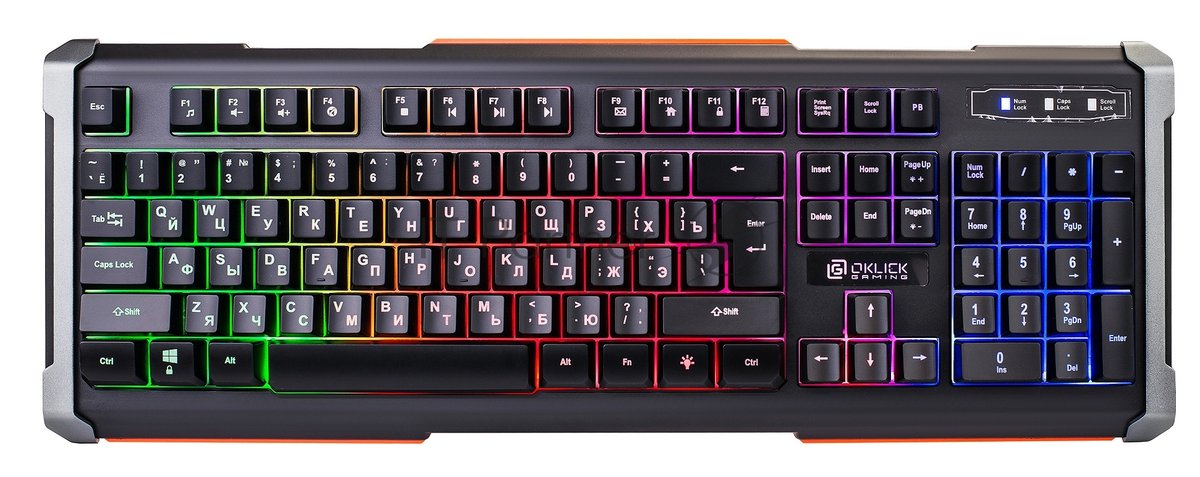 Клавиатура Oklick 717G Black Death проводная, USB Type-A, чёрный/серый
