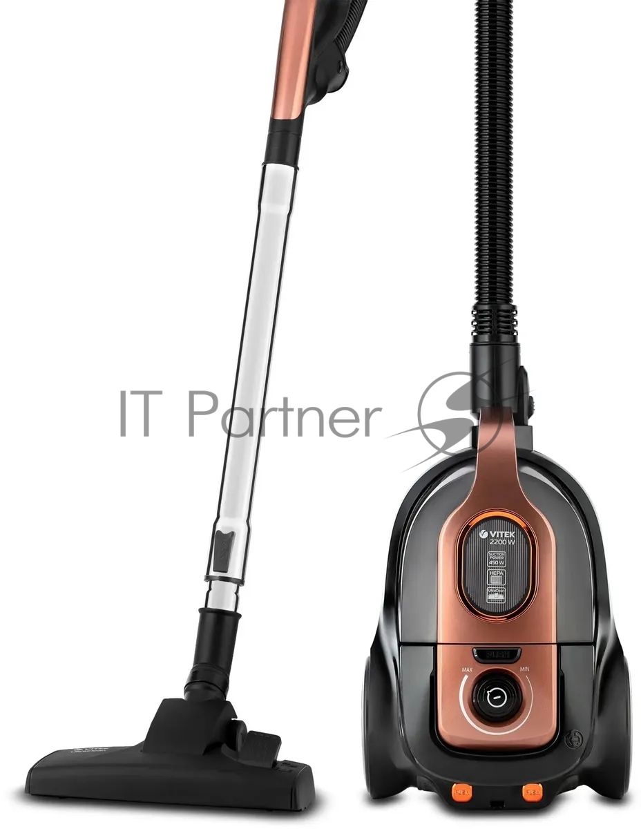 Пылесос Vitek VT-8117(BK) коричневый/черный, 450/2200 Вт, уборка сухая, пылесборник контейнер 2,5 л