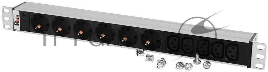 REM Блок розеток Rem-10 без шнура с инд., 6 Schuko, 5 IEC 60320 C13, вход IEC 60320 C14, 10A, алюм., 19" (R-10-6S-5C13-I-440-Z)