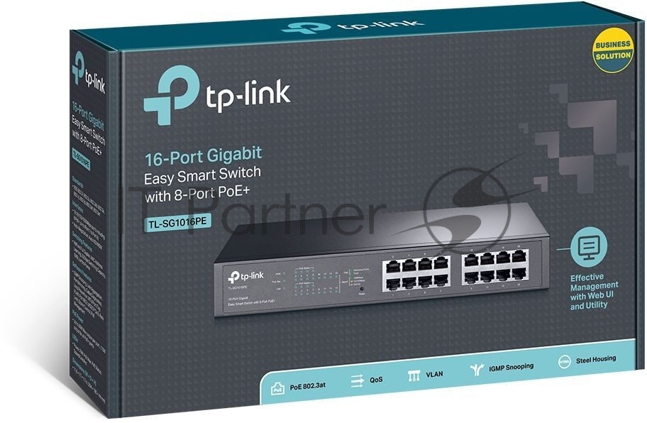 Коммутатор TP-Link SMB TL-SG1016PE Easy Smart гигабитный 16-портовый коммутатор с 8 портами PoE+