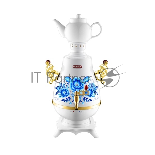 Самовар Centek СТ-0092 A (белый+рисунок+золото), 4.0л, 2300Вт, поддерж.t + LED индикатор, керам зав.