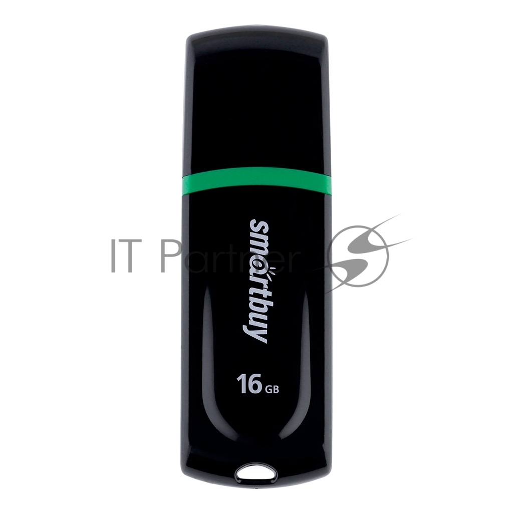 Флешка USB Smartbuy Paean черный (SB16 GbPN-K), 16Gb, USB 2.0, R/W 20/10, черный/зеленый