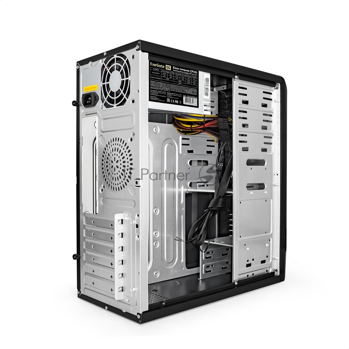 Компьютерный корпус Miditower ExeGate CP-601 Black, ATX, (CP450W, 80мм), 2хUSB, Audio