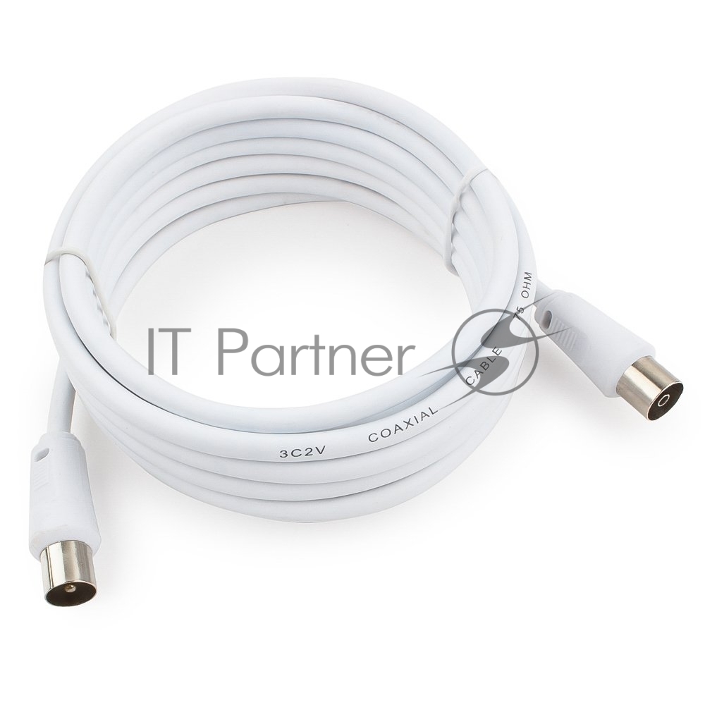 <086078> Кабель коаксиальный TV (m) < - > TV (f) 3.0m, Cablexpert, телевизионный, удлинительный, белый [CCV-515-W-3M]