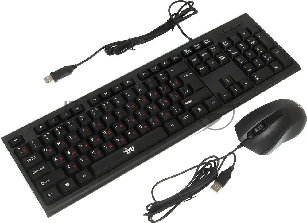 Комплект клавиатура+мышь Oklick 621M IRU проводной, USB, 1200 DPI, чёрный