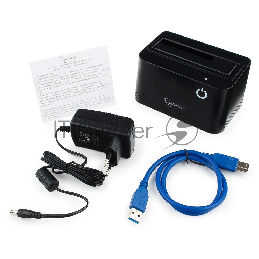 Докстанция 2.5"/3.5" Gembird HD32-U3S-4, черный, USB 3.0, SATA, HDD/SSD