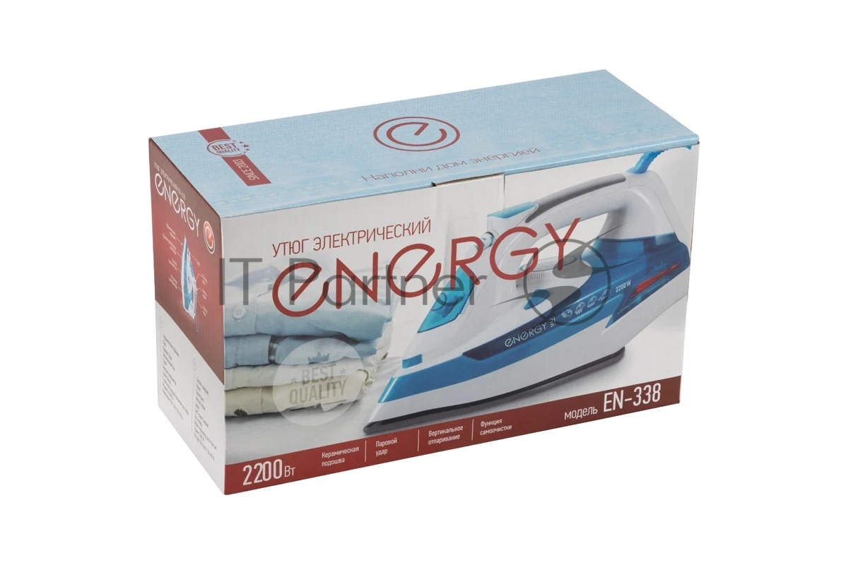 Утюг Energy EN-338 голубой/белый, 2200 Вт, 20 г/мин, 300 мл