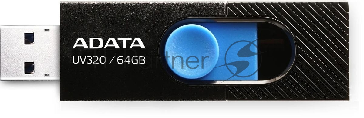 USB накопитель ADATA - UV320, USB Type A (USB 3.2 Gen 1), 64 ГБ, read speed-100MB/s, цвет чёрный, AUV320-64G-RBKBL