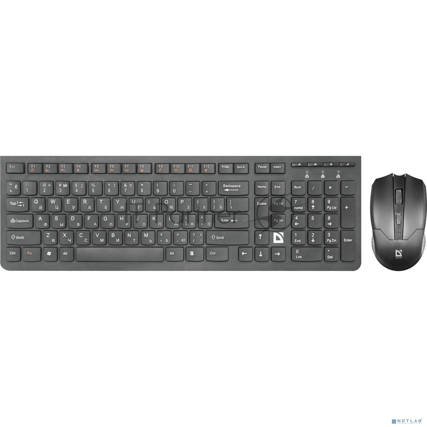 Комплект клавиатура+мышь Defender Columbia C-775 беспроводной, USB, 1600 DPI, чёрный