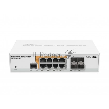 Коммутатор MikroTik CRS112-8P-4S-IN, 8×1 Гбит/с PoE + 4×1 Гбит/с SFP, управляемый