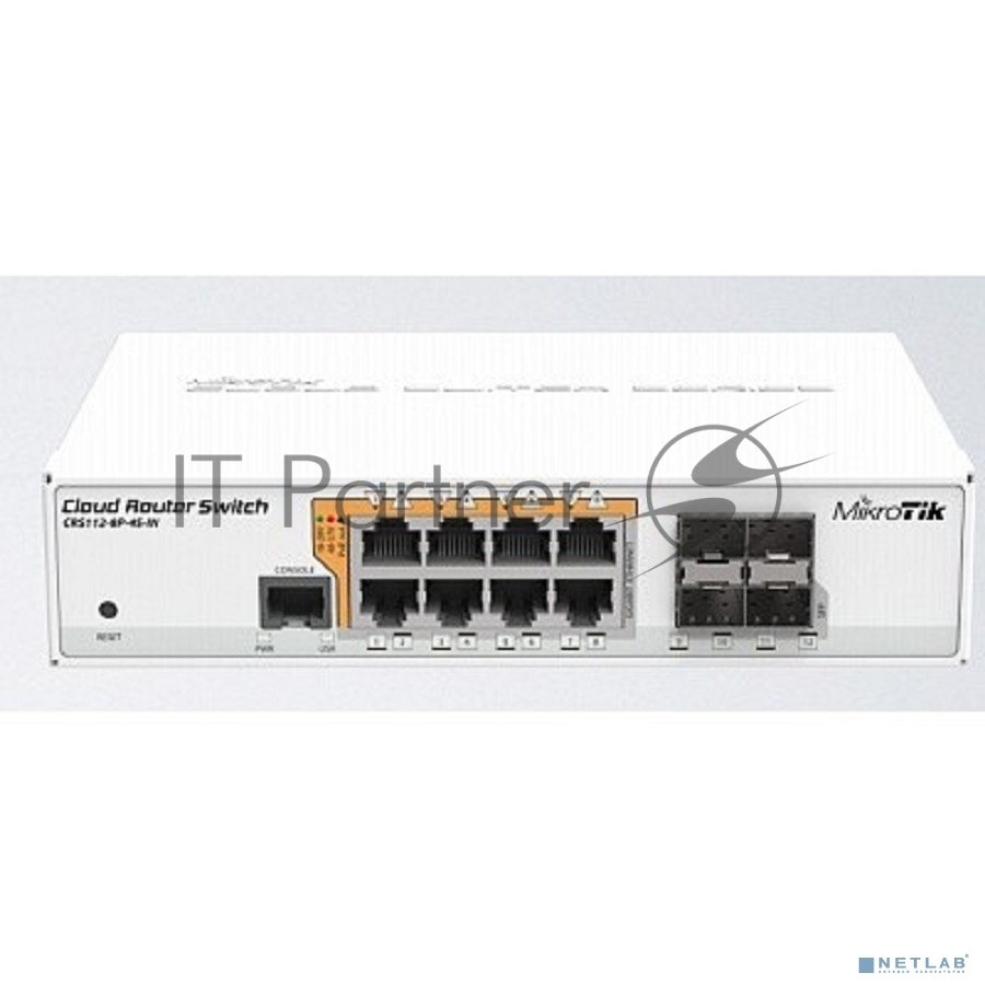 Коммутатор MikroTik CRS112-8P-4S-IN, 8×1 Гбит/с PoE + 4×1 Гбит/с SFP, управляемый