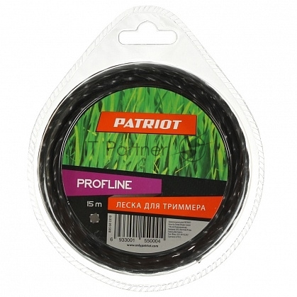 Леска для триммеров PATRIOT Profline D 2,4мм L 15мскрученный квадрат, черный 240-15-5