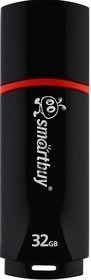 Флешка USB Smartbuy Crown black (SB32GbCRW-K), 32Gb, USB 2.0, R/W 15/5, черный/красный