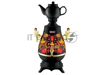 Самовар Centek СТ-0092 B (черный+рисунок+золото), 4.0 л, 2300Вт, поддерж. t + LED индикатор, керам зав