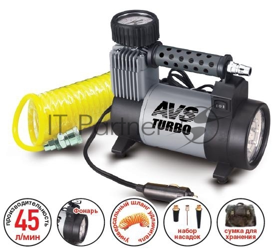 Компрессор автомобильный Turbo AVS KS 450 L 250Вт 12В 14А 45л/мин 10Атм