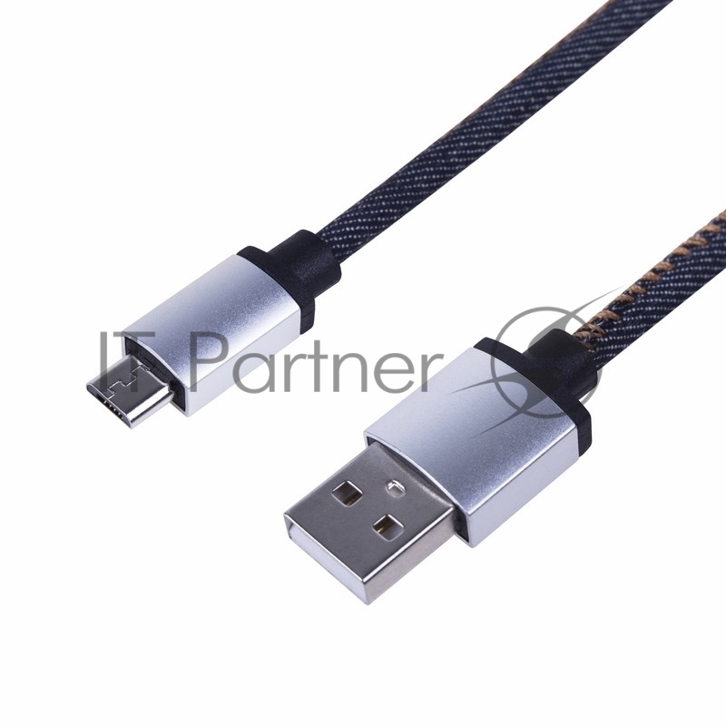 Rexant (18-4242) Кабель USB-A – micro USB, 2,4А, 1м, в джинсовой тканевой оплетке