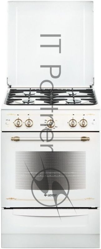 Плита газовая Gefest ПГ 6100-02 0185 белый, конфорок 4 шт, духовка 52 л, 60 см x 85 см x 60 см